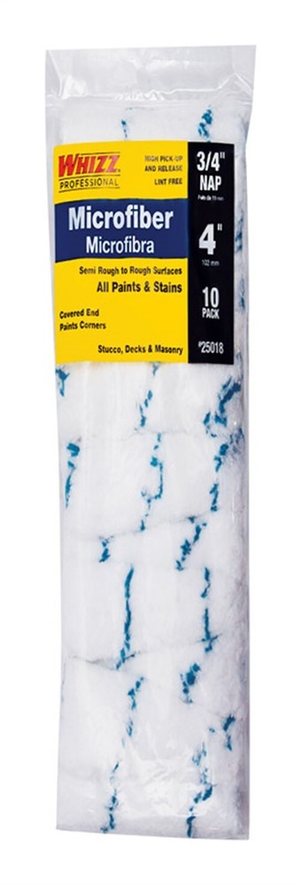 Whizz 25018 Covered End Microfiber Mini Rollers 4 L x 3/4 Thick in.