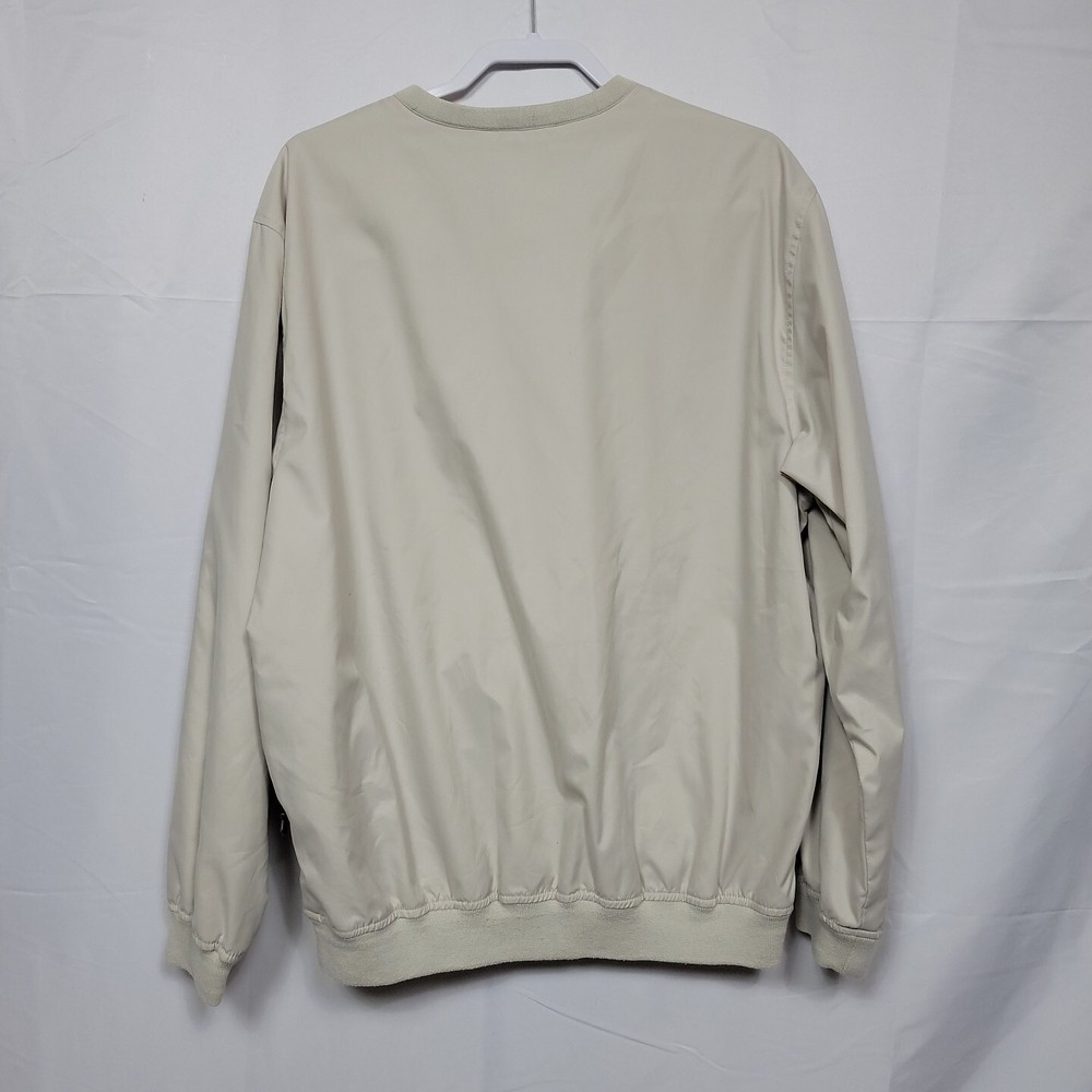 IZOD Golf Windbreaker Mens Large Pull Over Lined Pockets Beige Performance