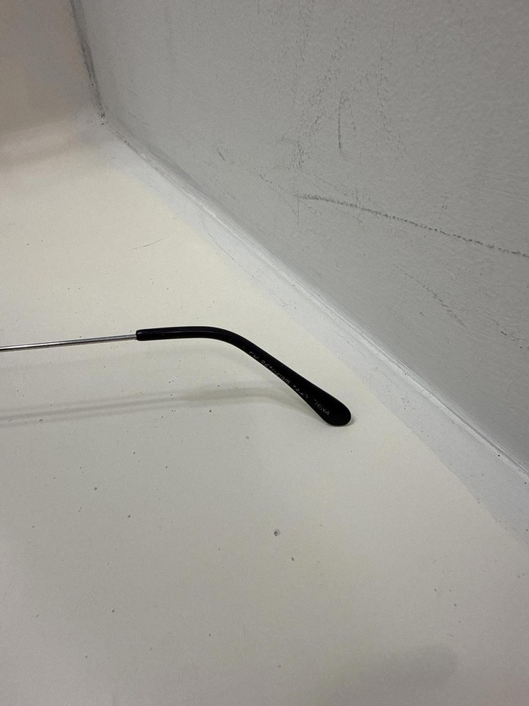 Silver Frame Rectangular Eyeglasses with Black Temple Tips