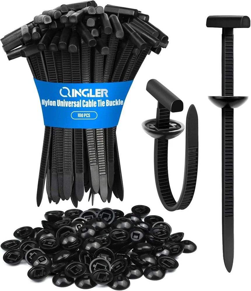 100PCS Nylon Universal Cable Tie Buckle, Upgrade Both-Side Self-Locking Zip Tie