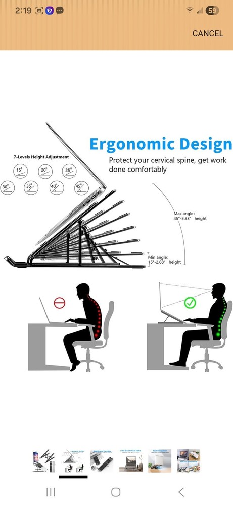 Portable Laptop Stand Adjustable Foldable Notebook Tablet Holder Computer Desk