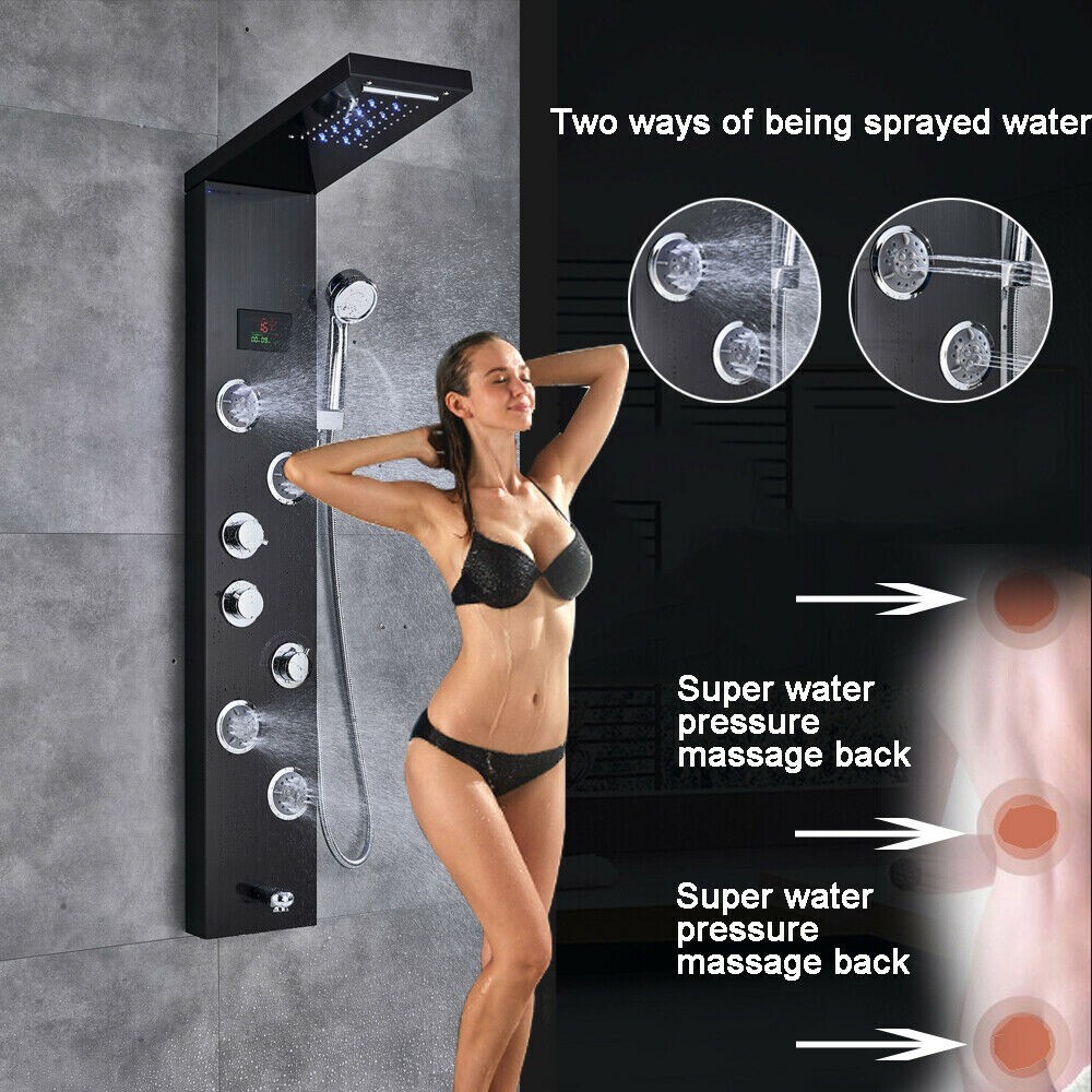 LED Shower Panel Tower System 5-Function Faucet Body Massage Oil Rubbed Bronze