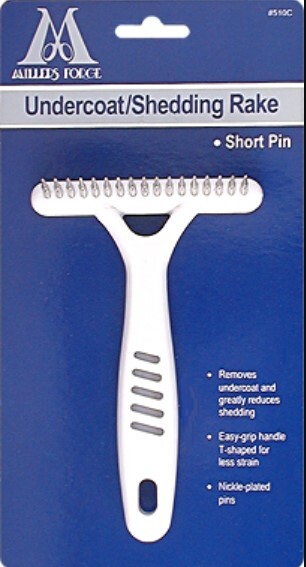 Millers Forge Undercoat/Shedding Rake, Single Row SHORT Pin, 510C