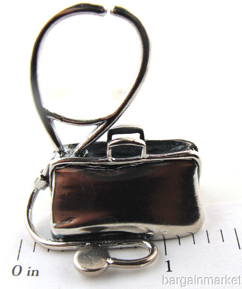 Sterling Silver Miniature Doctors Stethoscope Bag #526
