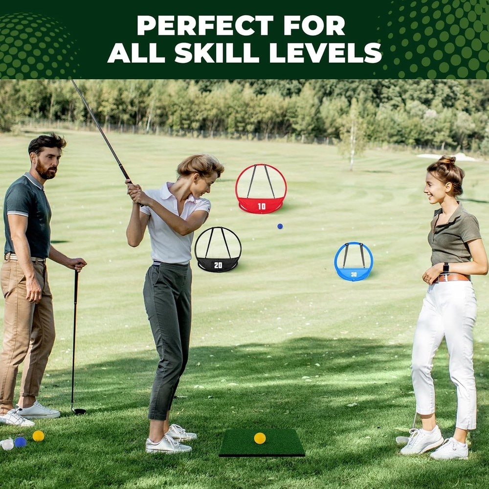 3-Piece Pop-Up Golf Chipping Net Set - Perfect for Backyard Practice