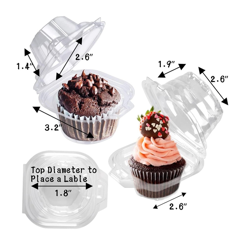 50 Pack Individual Cupcake Containers Plastic Cupcake Boxes Cupcake Holders Stac