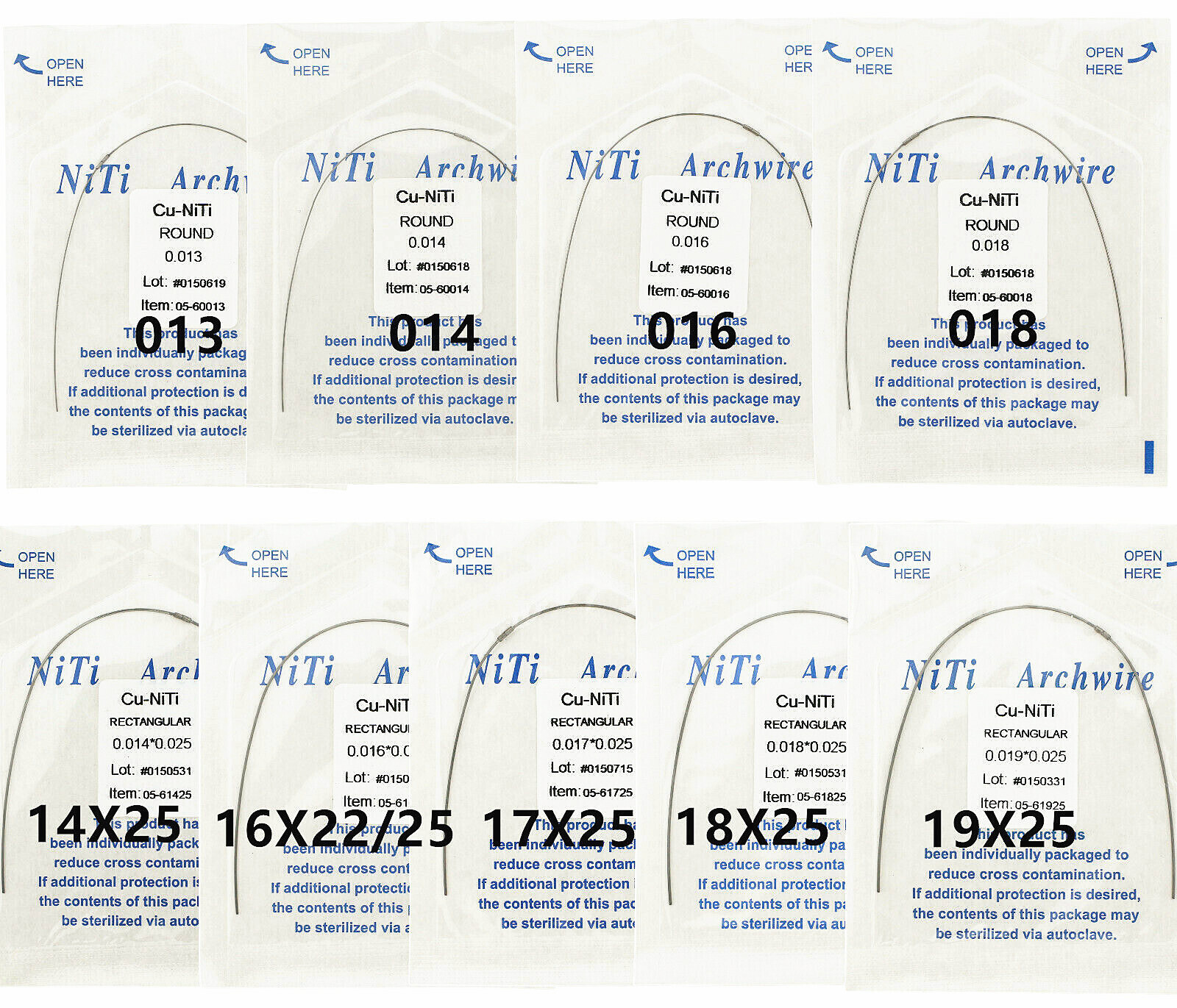 Dental Orthodontic Cu NiTi Copper Nickel Titanium Arch Wire Rectangular Round