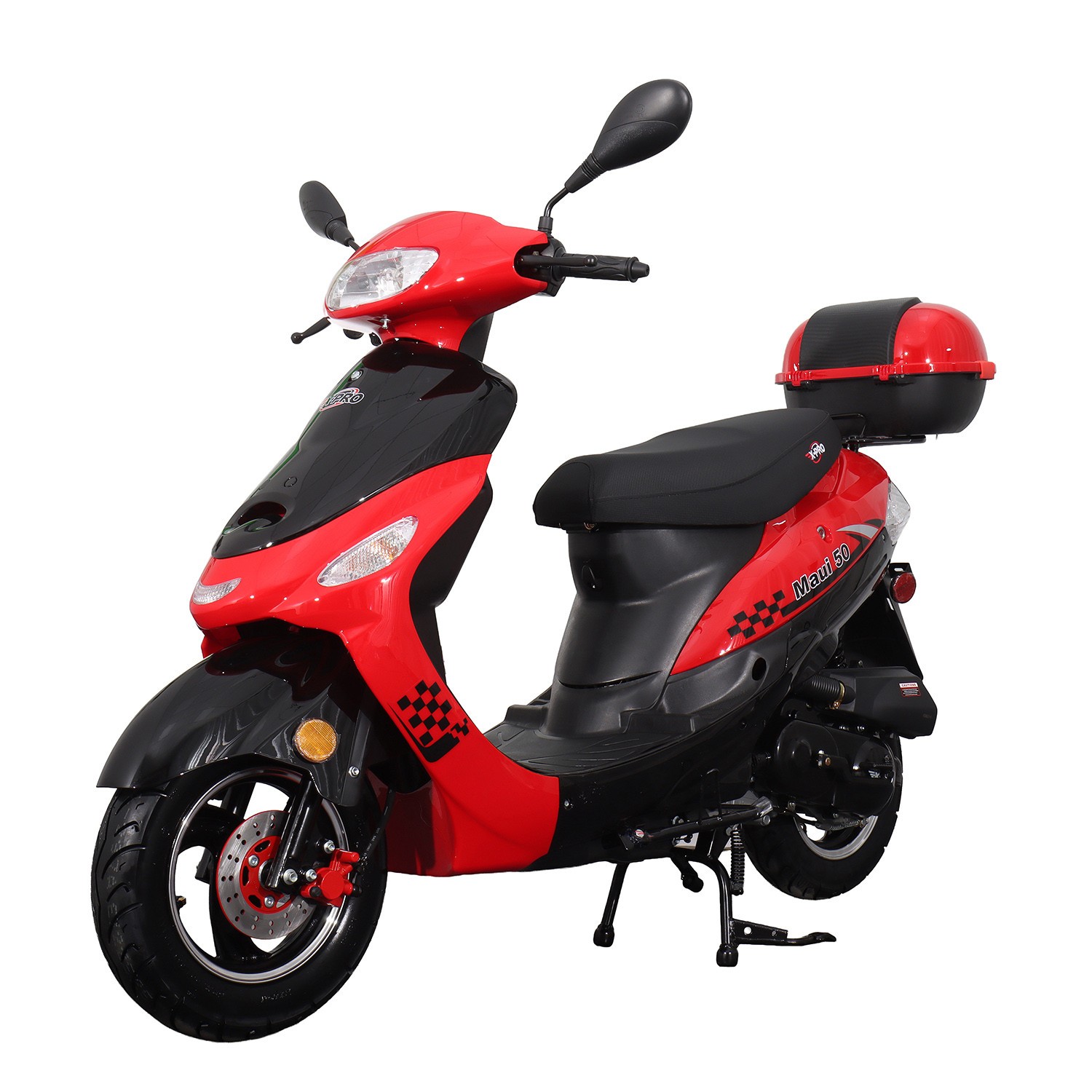 X-PRO Maui 50cc Moped Scooter with 10" Aluminum Wheels Rear Trunk Electric Start