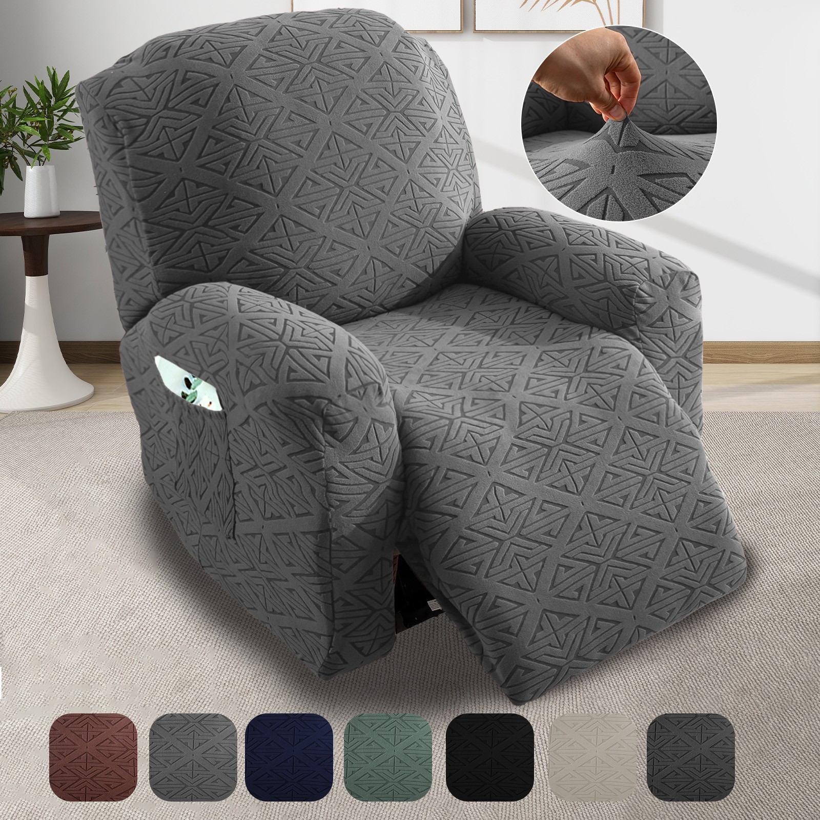 Soft Washable Recliner Chair Cover with Pocket Slipcover Strech Sofa Protector