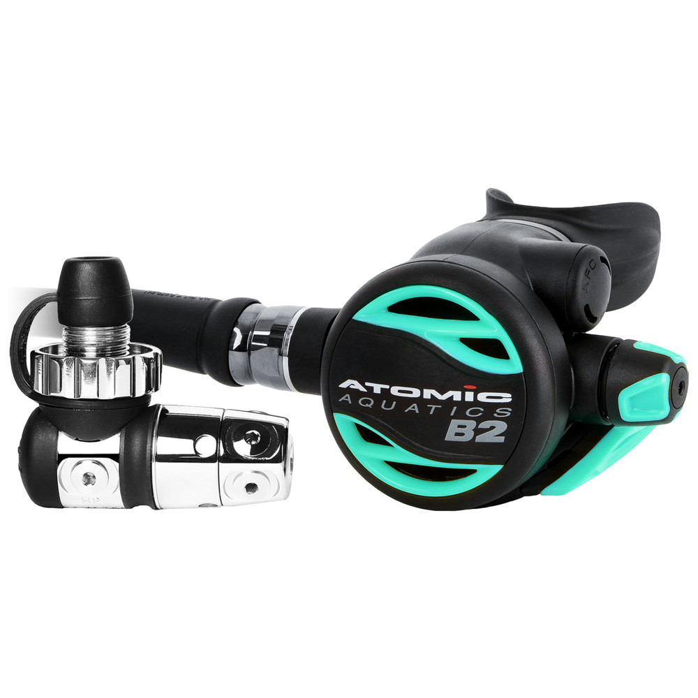Atomic Aquatics B2 Regulator Din with SS1 Safe Second Stainless Aqua