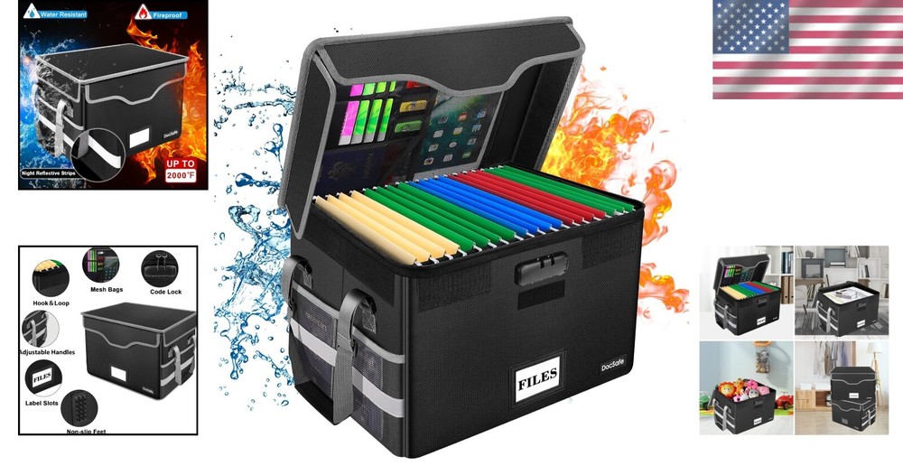 Waterproof and Dustproof Fiile Box with Lock - Collapsible Storage Solution