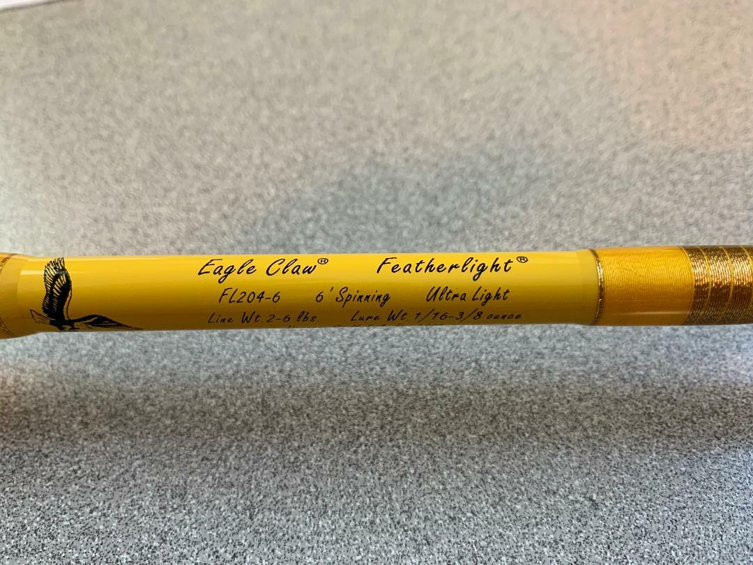 EAGLE CLAW Featherlight 6' Ultra Light Spinning Rod #FL204-6 FREE USA SHIP!