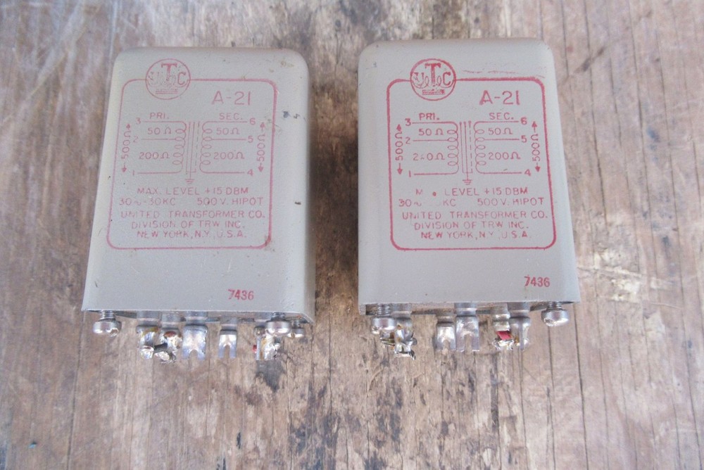 2 UTC A-21 Audio Transformer, Vintage, Tested, same date code 7436