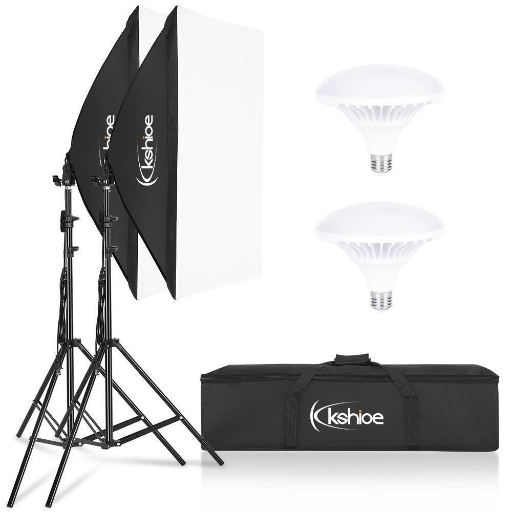 Photography 2x Light Bulb Softbox Light Kit Photo Studio Continuous Lighting Kit