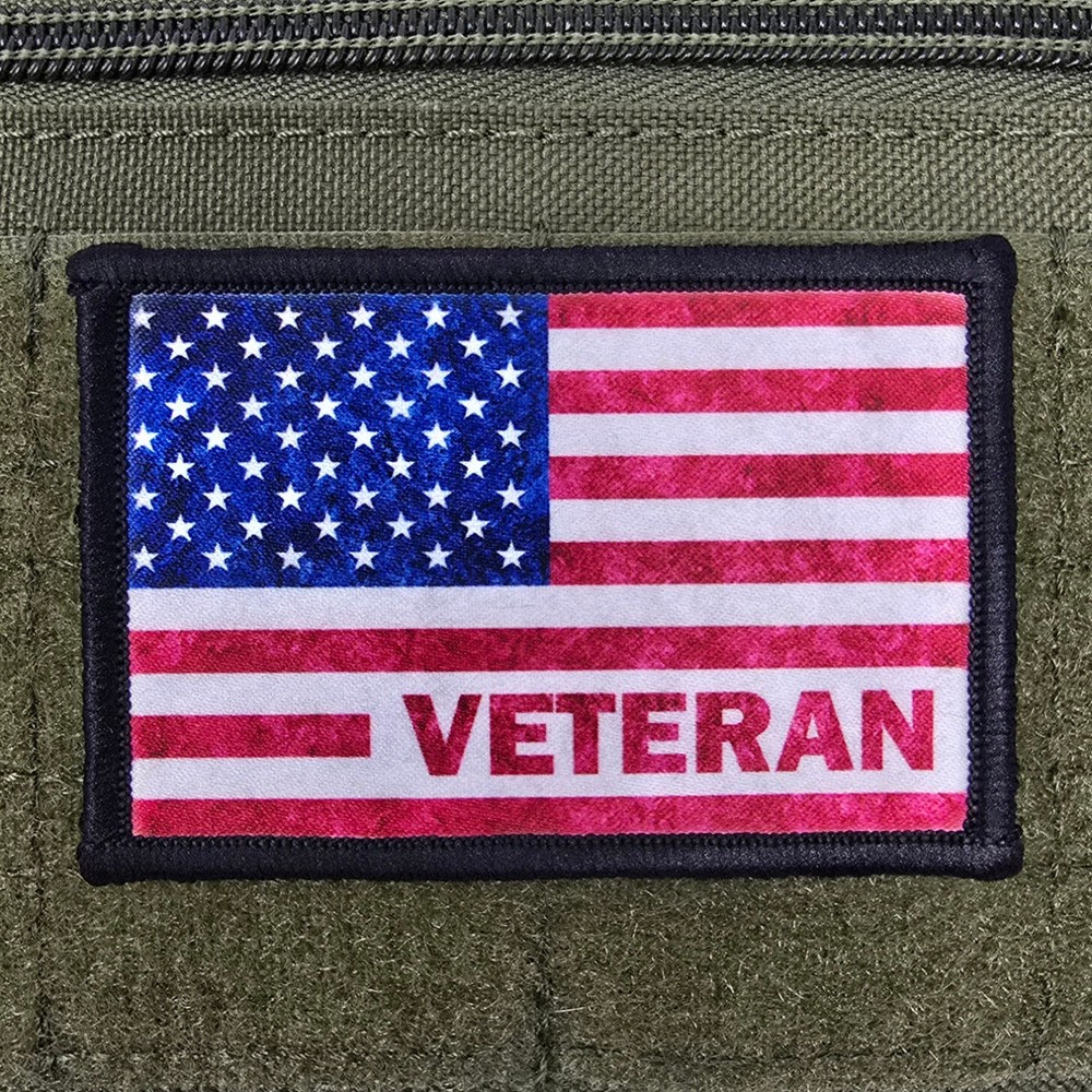Veteran Patch USA Flag Moral Tactical Military Army Hook & Loop 2x3