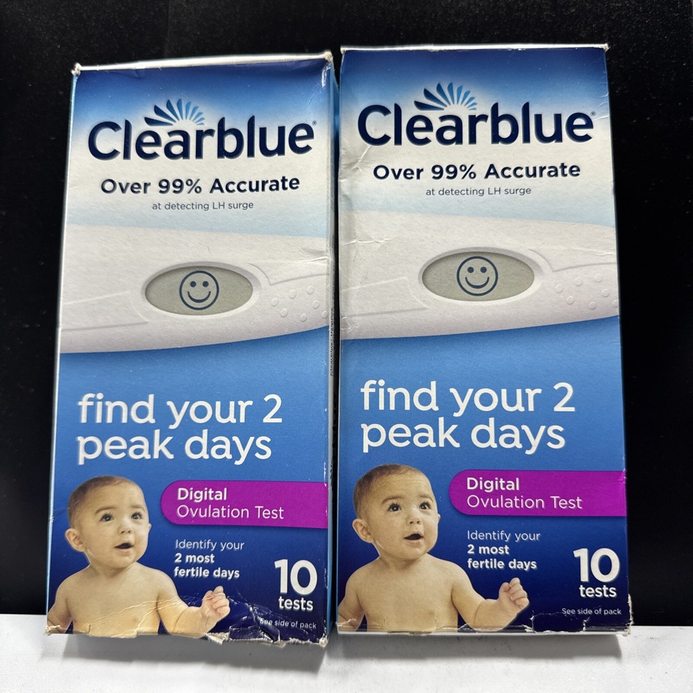 (2x) Clearblue Digital Ovulation Predictor Test 10 Count Exp04-26+ Damaged Boxes