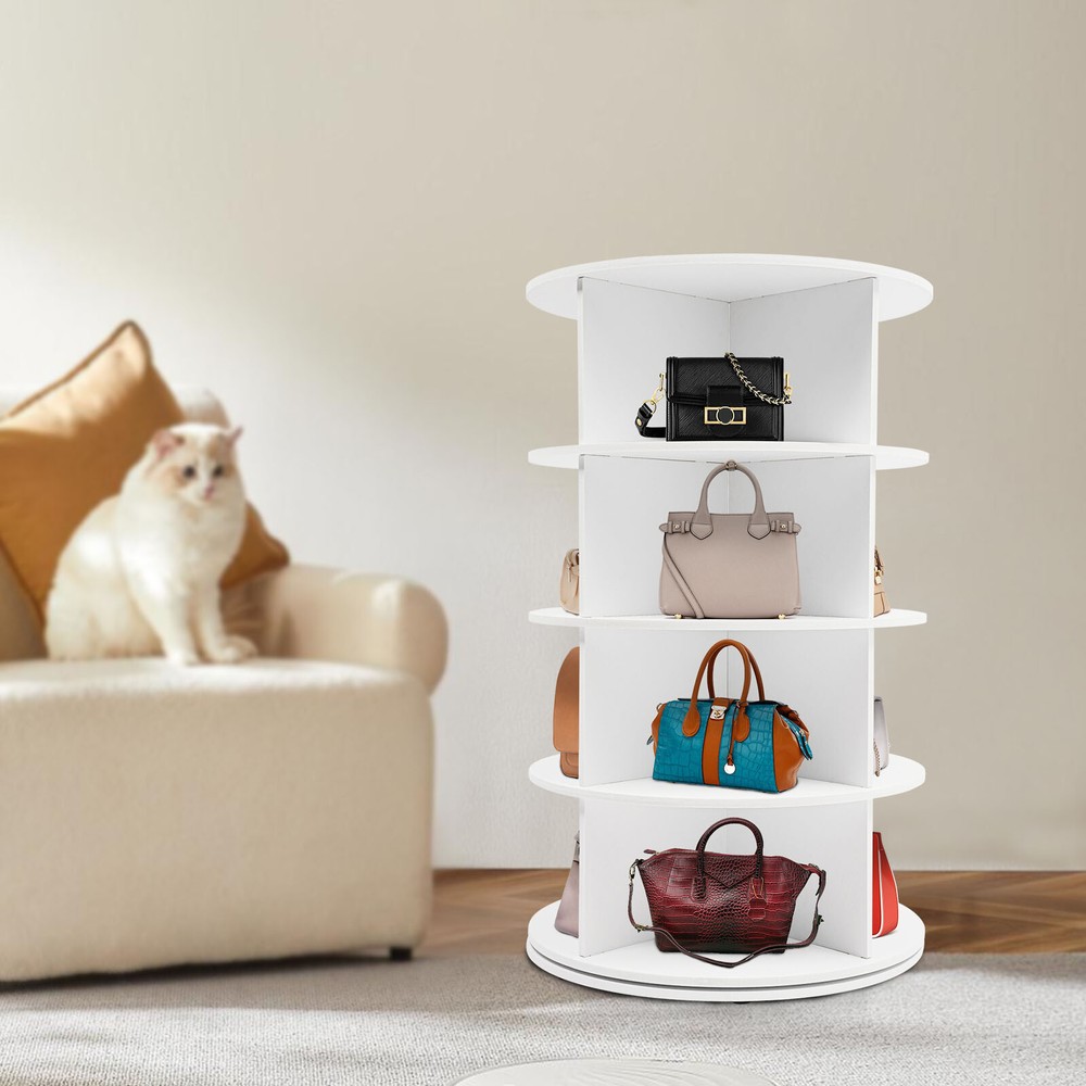 4-Tier White Rotating Shoe Rack, Durable Free-Standing Organizer