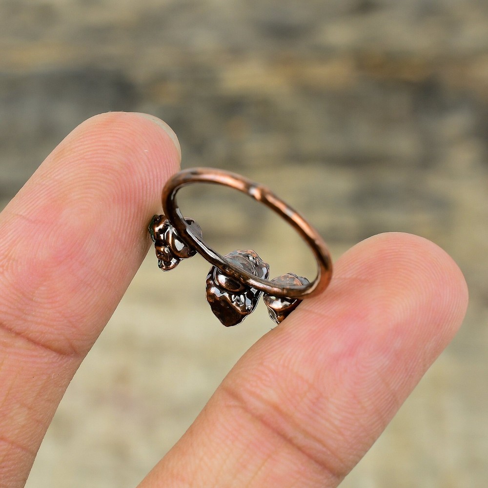 Green Tourmaline Rough Electroformed Adjustable Ring Size Adjustable Copper