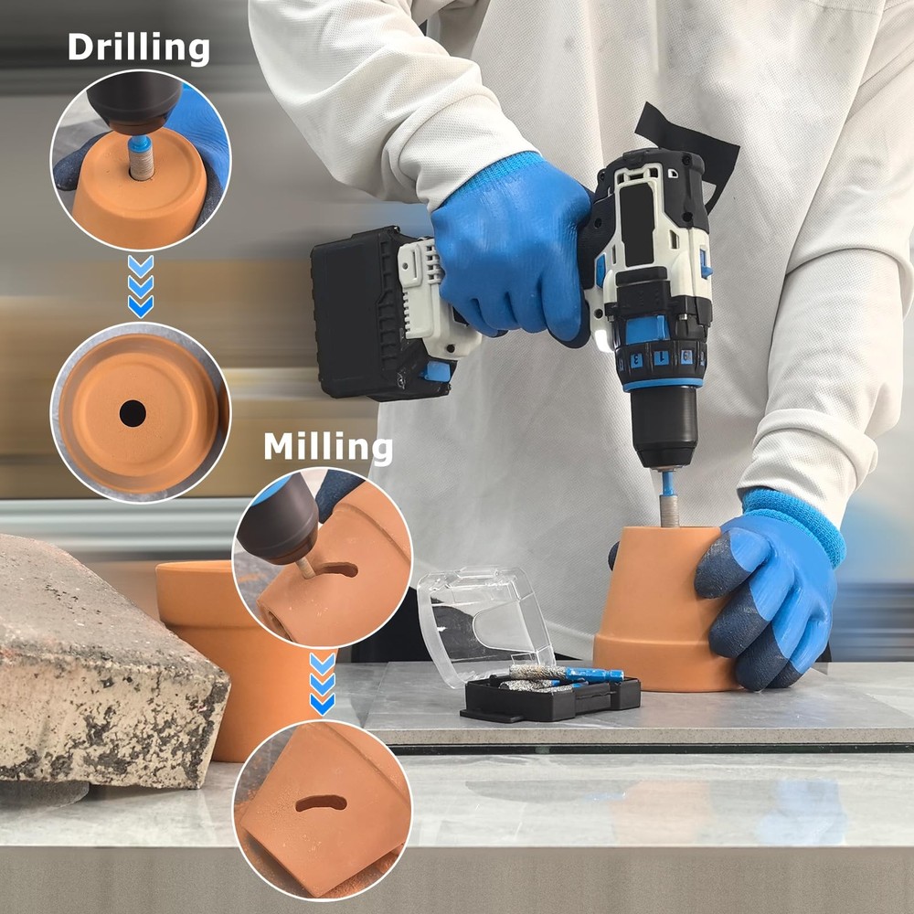 ZNXIMER Tile Drill Bits, 10pcs 1/4" Diamond Drill Bits for Ceramic Glass