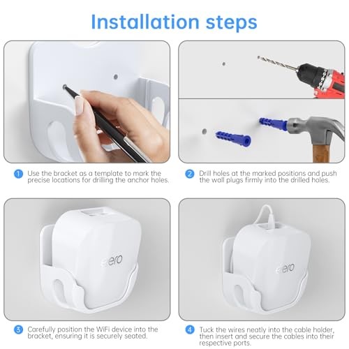 eero 7 Wall Mount Kit, erro 7 Mount Bracket Optimize Space&Cable White, 1 Pack