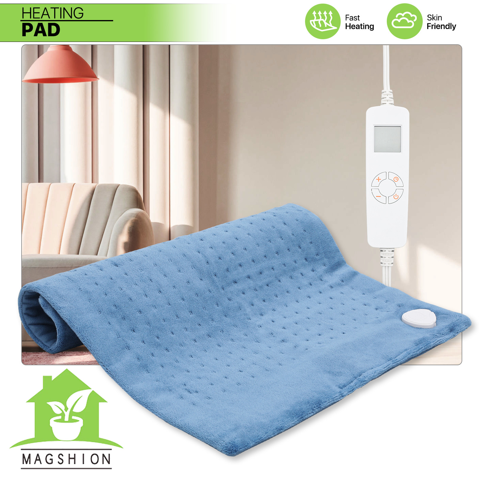 Electric Heating Pad 6 Heat Levels 24"x20" Muscle Cramp Back Pain Relief Warmer