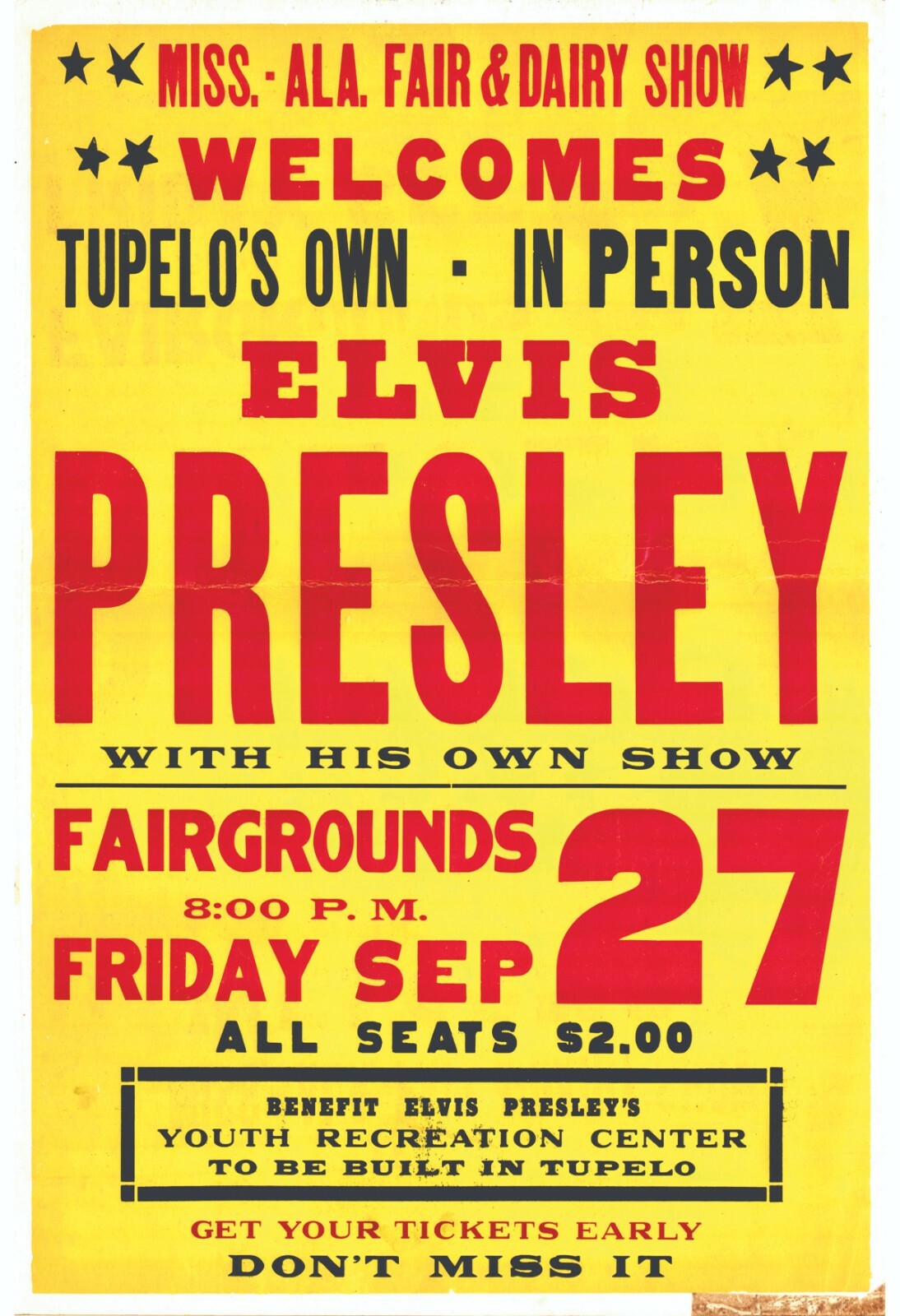 Elvis Presley Reproduction 4" x 6" Mini Concert Poster Free Top Loader