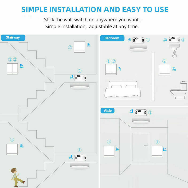 110V-220V Wireless RF Smart Switch Module + 433mhz Wall Panel Transmitter Remote