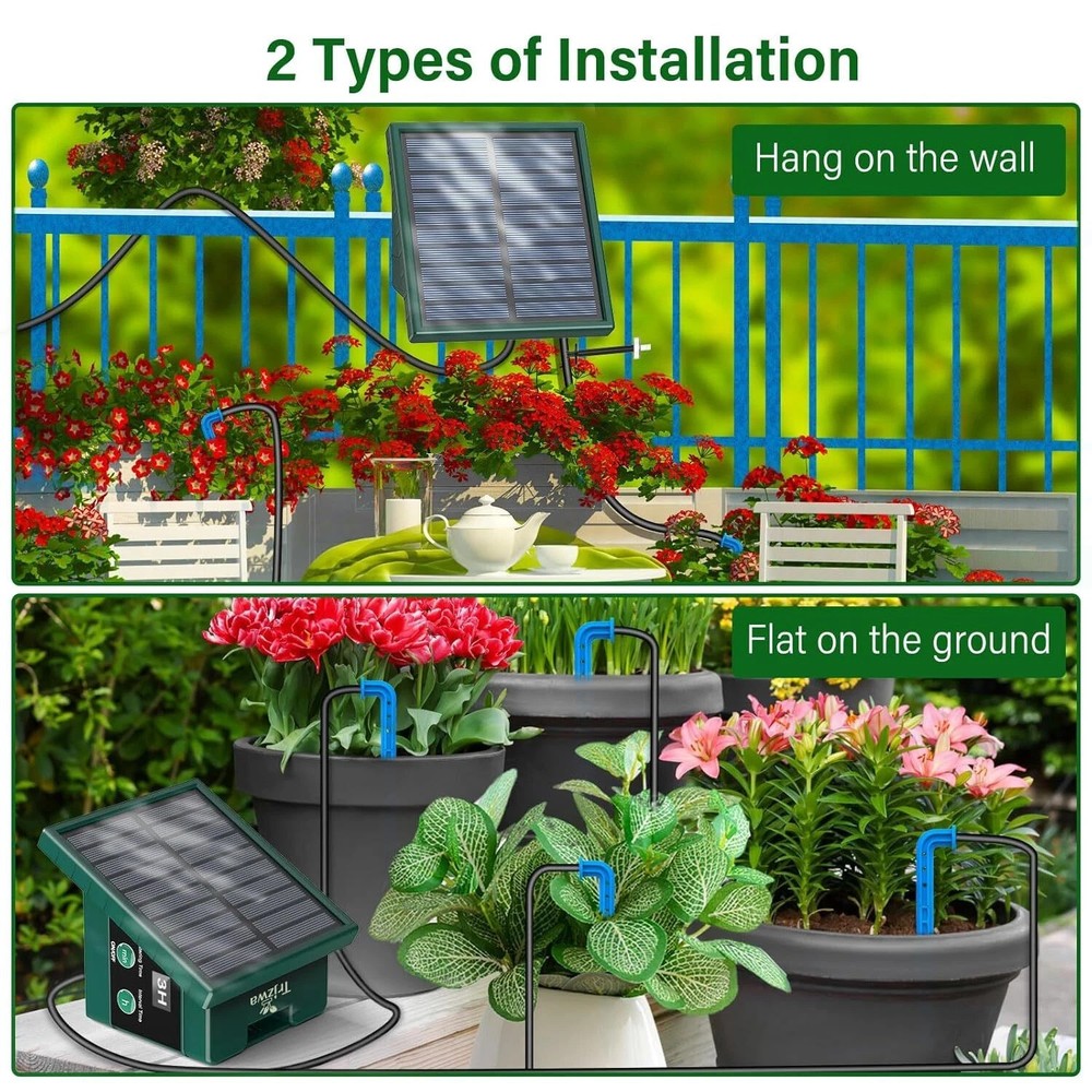 Solar Irrigation System 300 Watering Programmes with 10M Hose and 10 Drip Tip