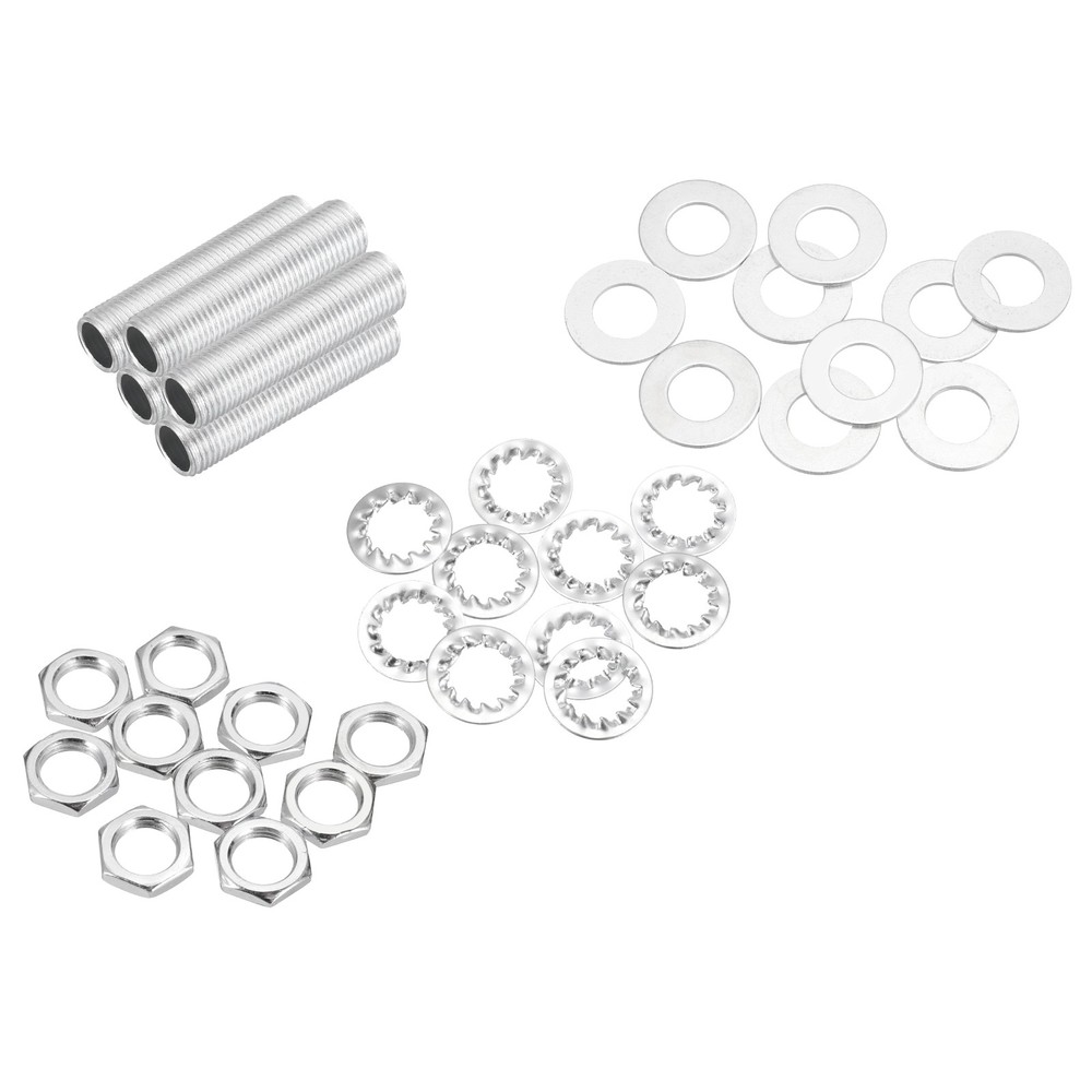 35Pcs 1.4" M10 Lamp Pipe Kit with Lock Nuts Washers for Assembly, Silver