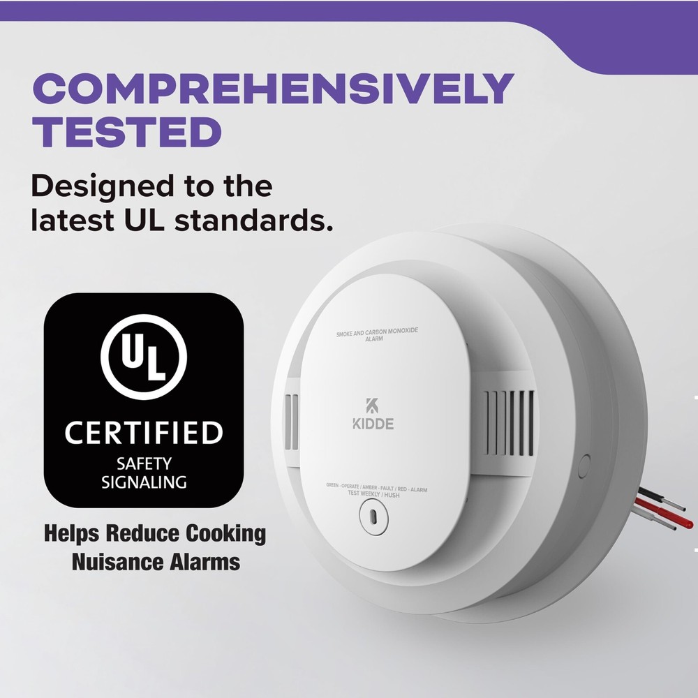 Hardwired Smoke & CO Detector with Interconnected Alarm & LED Warning Lights