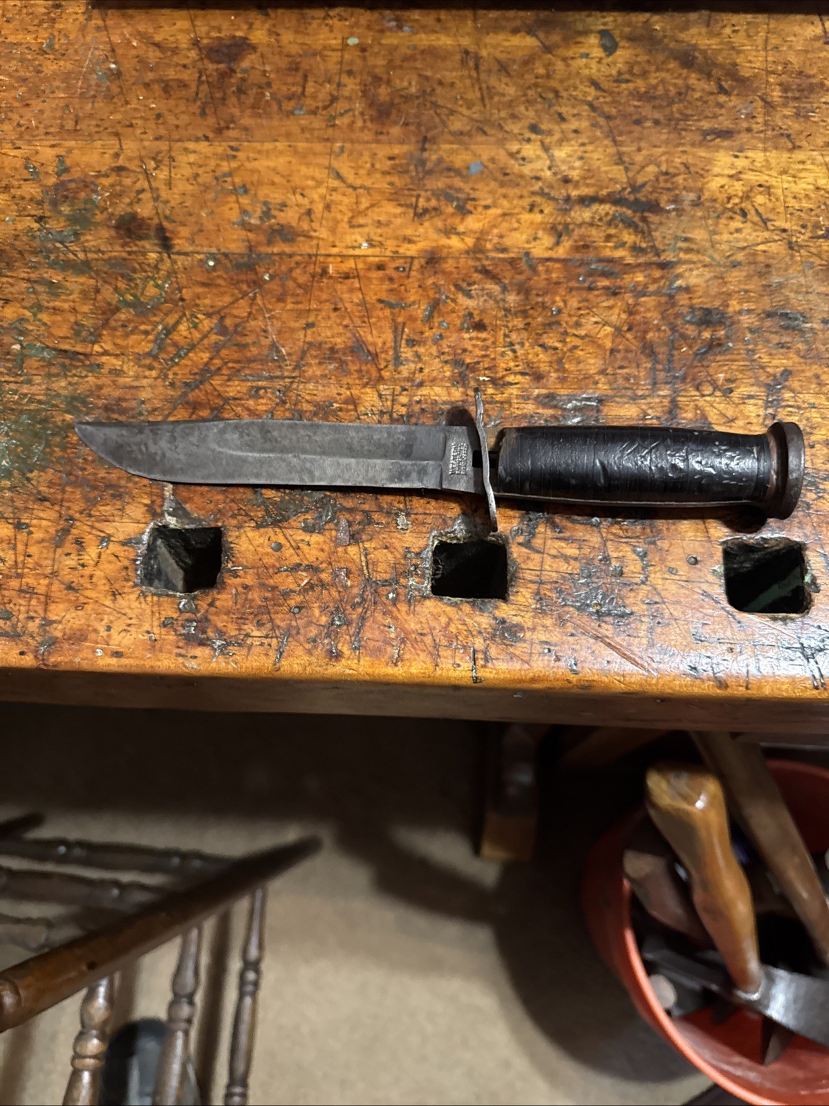 VINTAGE WESTERN BOULDER COLO PAT'D FIGHTING KNIFE MILITARY