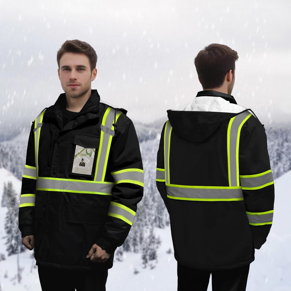Reflective Jackets for Men, High Vis Safety Work Jacket with Pockets, Constru...