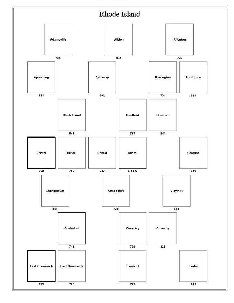 Rhode Island Precancel Town & Type 6 Pages in Sheet Protectors