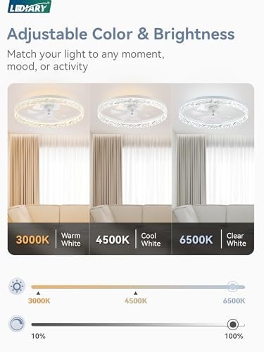 20" Modern Ceiling Fan with Lights & Remote, Dimmable, Low Profile, Flush Mount,