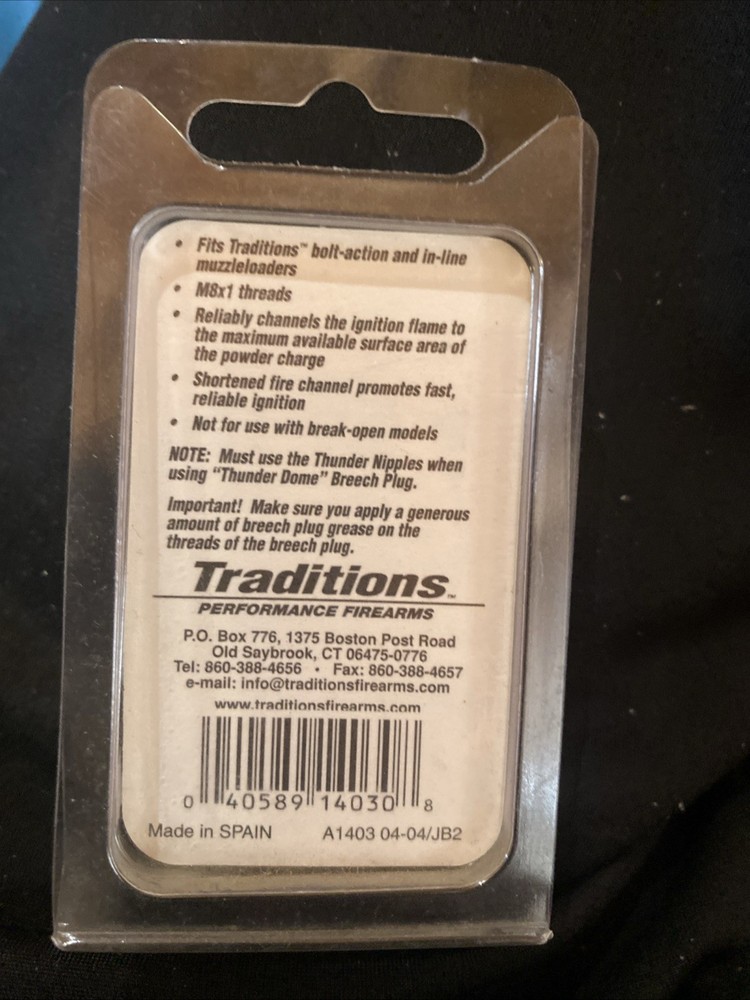 Traditions Silver Steels 13.2" Muzzleloader Thunder Dome Breech Plug - A1403