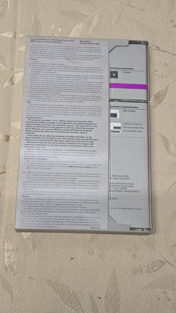 Vintage OEM IBM Fixed Disk Organizer Version 1.0 (1983)