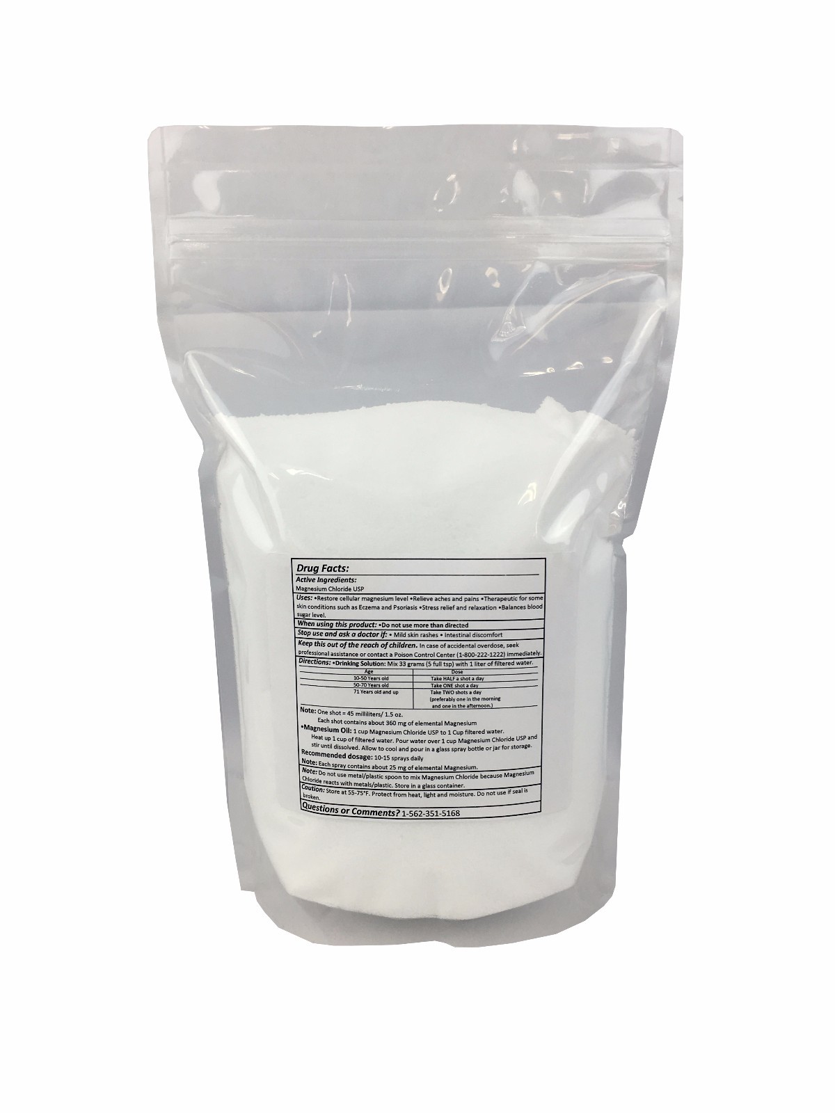 Magnesium Chloride Pharmaceutical Grade 100% Edible "Greenway Biotech" 2 Pounds