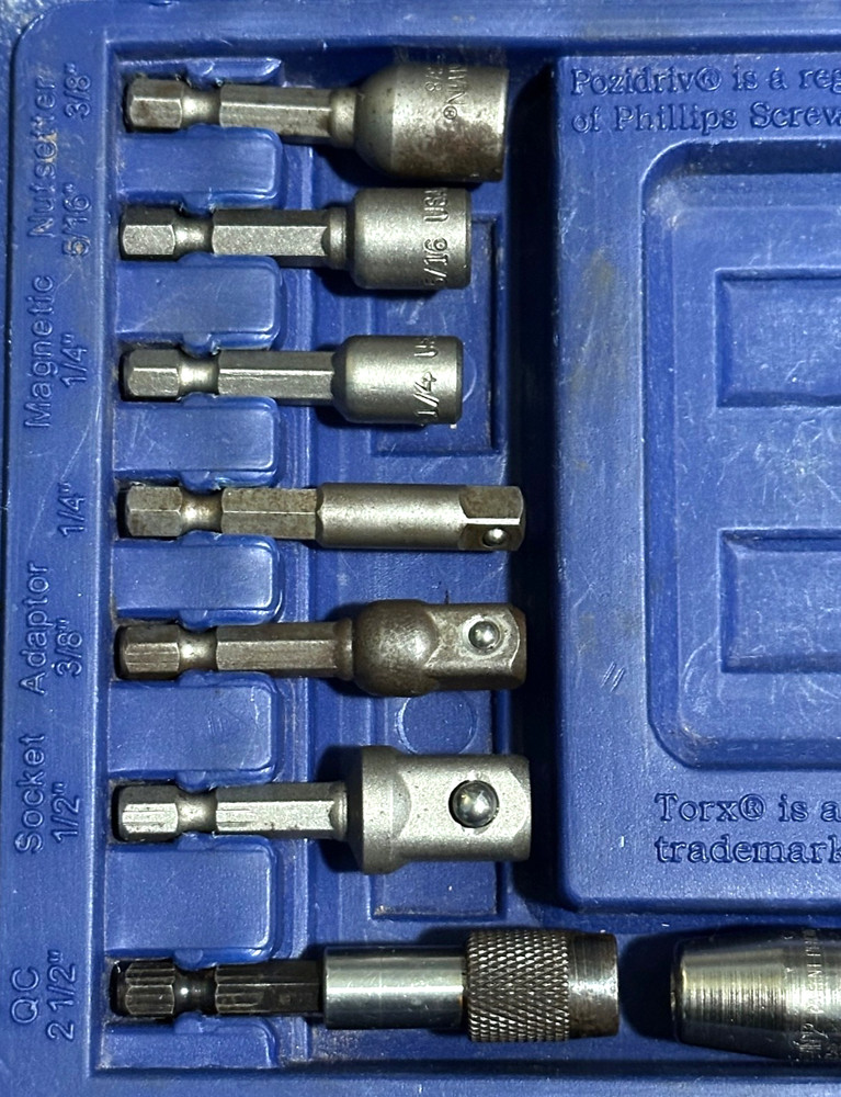 Irwin Tools Long Screwdriver Magnetic Power Master Bit Driver Set Lot Torx Case