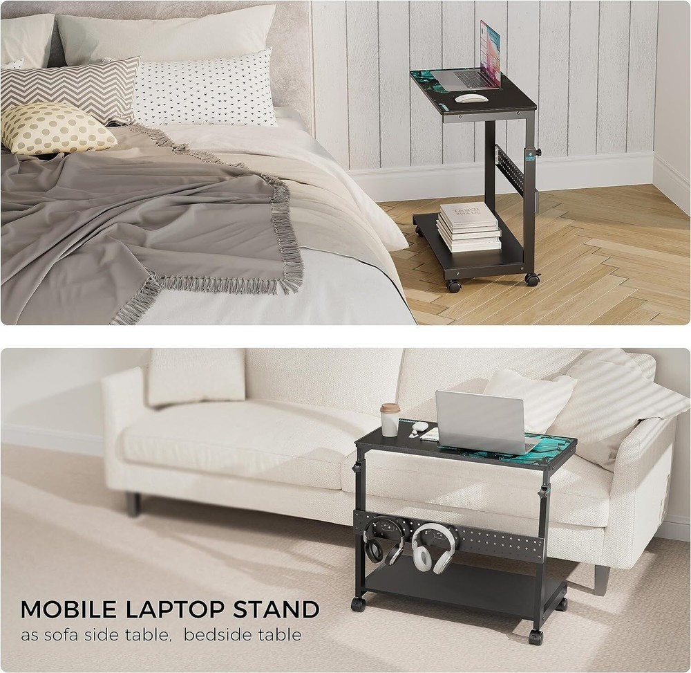 ERGONOMIC Height Adjustable Computer Tower Stand 2-Tier ATX-Case CPU Holder