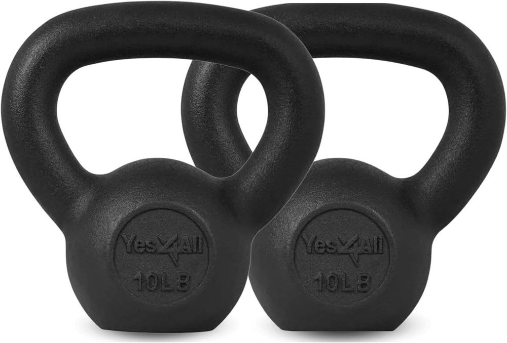 Cast Iron Kettlebell Pair 10LB: Solid Strength Training Weights, Smooth Handle