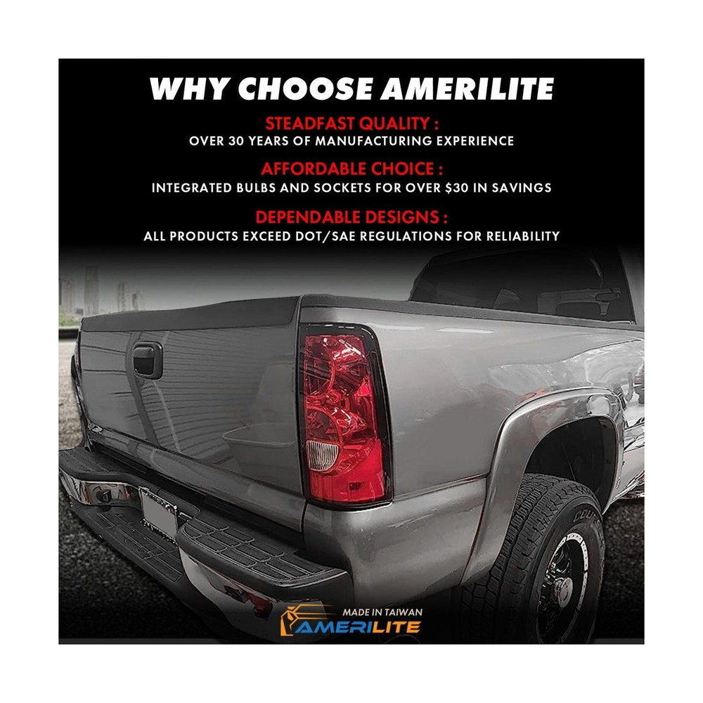 AmeriLite for 2003-2006 Chevy Silverado OE Style Ruby Red Replacement Taillig...