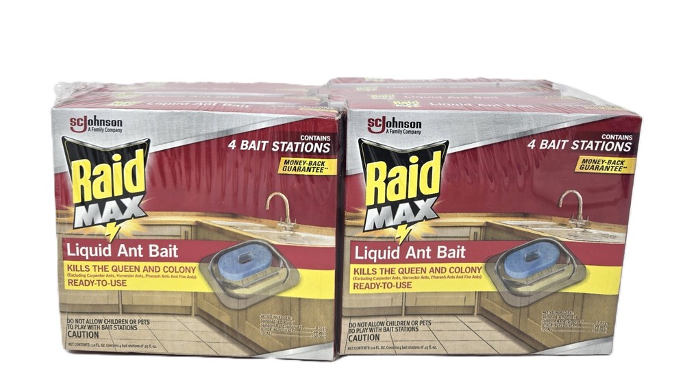 Raid Max Liquid Ant Bait Stations, 4ct Per Box, (8 Boxes Total)