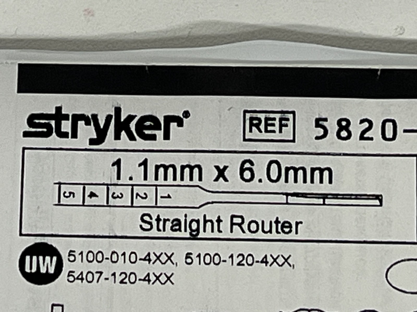 STRYKER Straight Router 5820-070-011 Exp.2027-07 to 2028-09 (*H19/EE2)