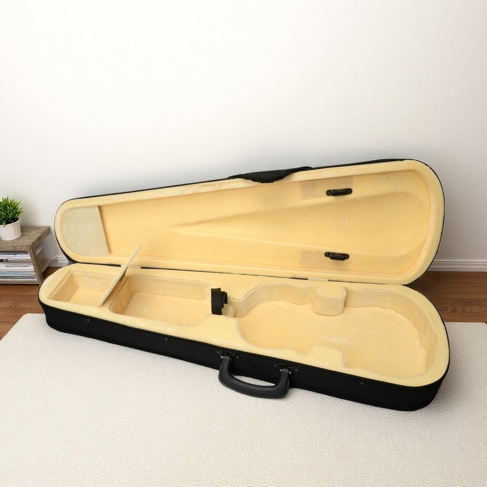 Black Violin Case - 4/4, Beige Interior, Triangle & Durable Cloth Fluff