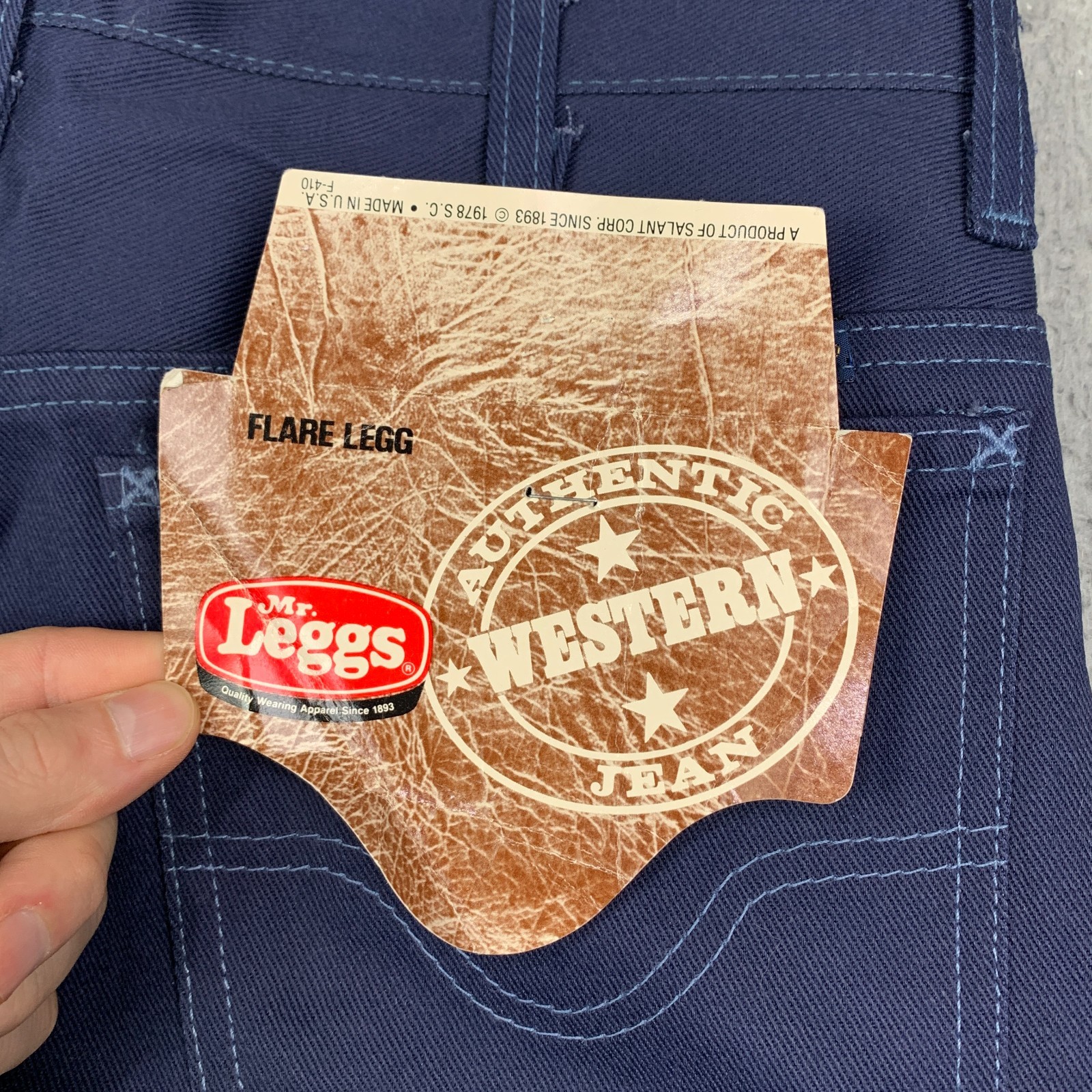 Vintage 70s Mr Leggs Flare Pants Men’s 32x31 Navy Deadstock 1970s NEW