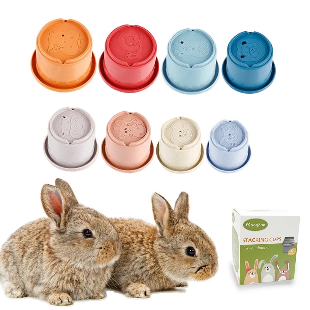 Multi-Colored Graduated Stackable Rabbit Toys - 8 Pcs Reusable Cute Animal De...