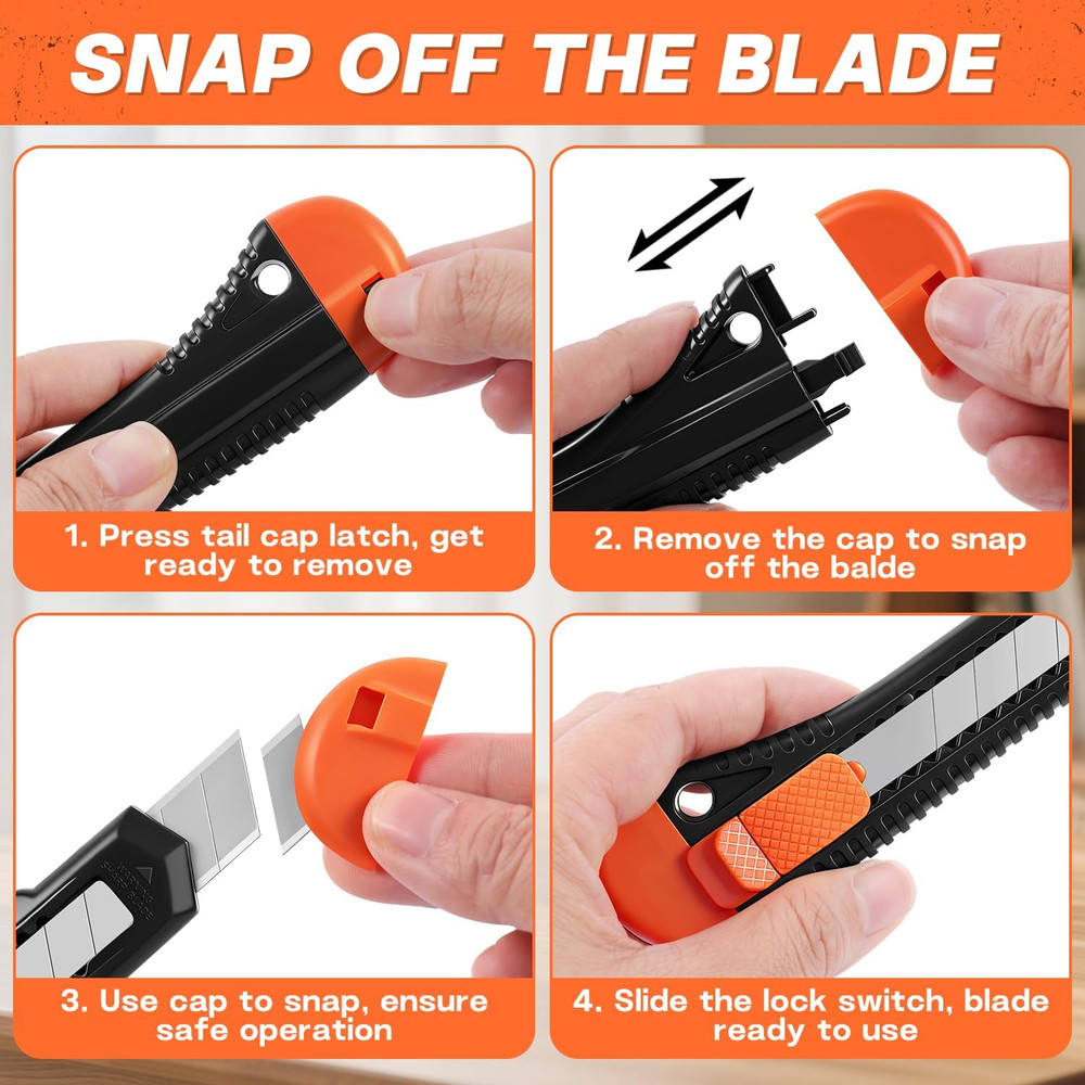 6-Pack Utility Knife Retractable, Retractable Box Cutter for Boxes, Cardboard an