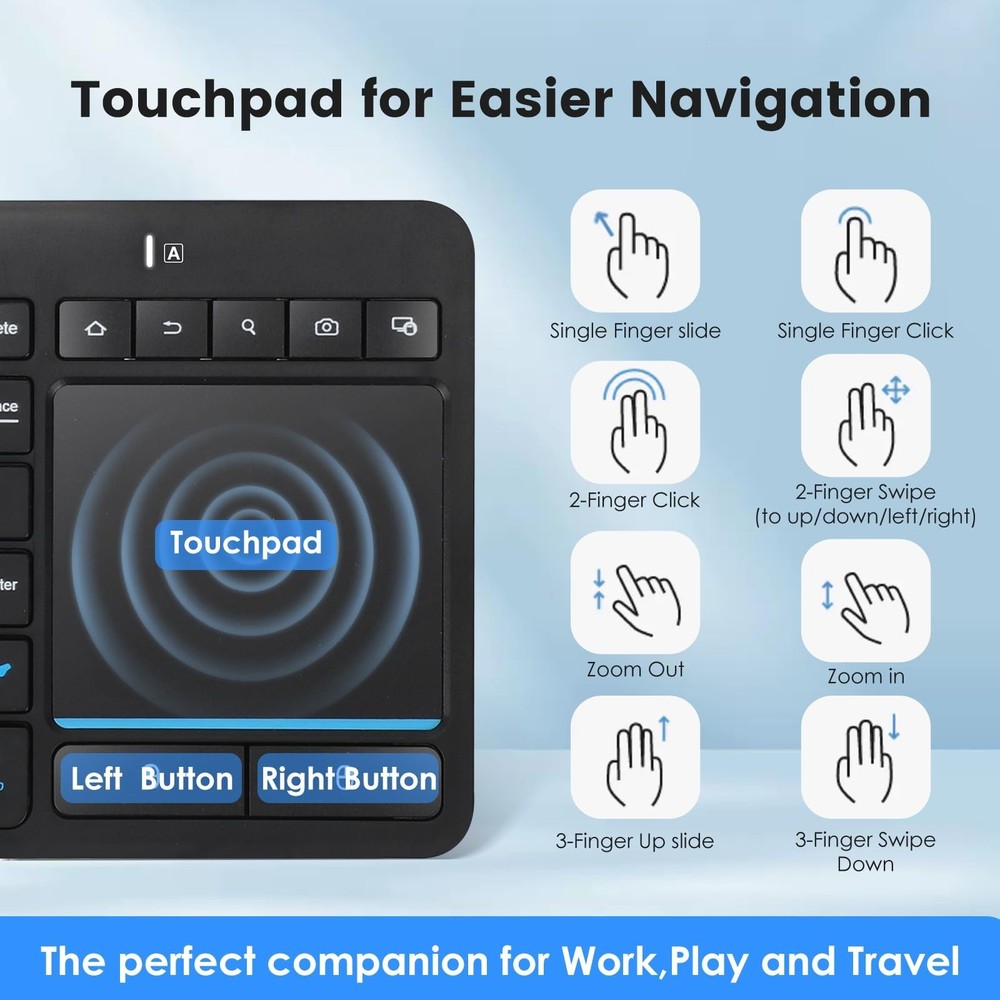 Multi-Device Wireless Bluetooth Keyboard with Touchpad-Wireless Keyboard with...
