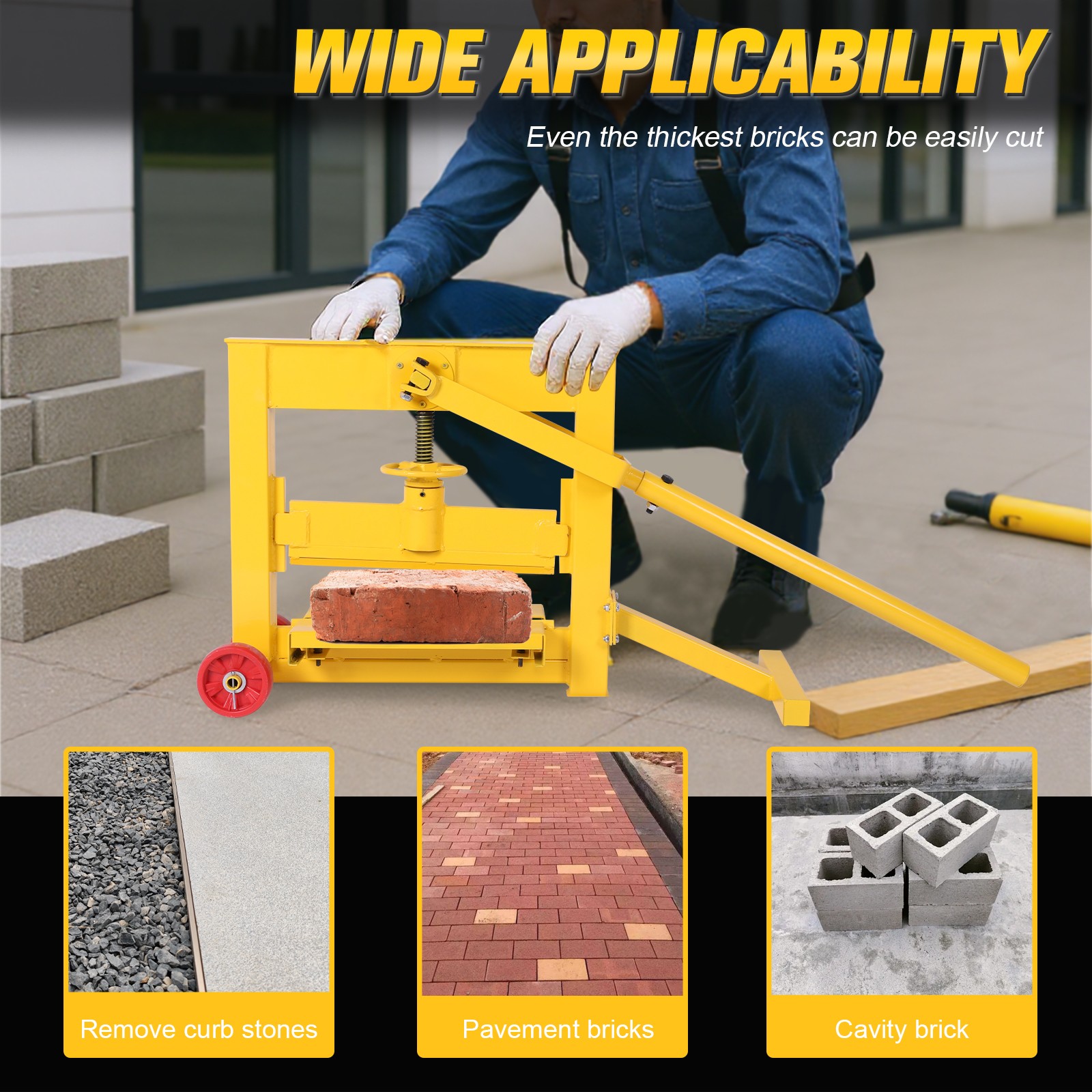 Manual Stone Brick Cutter Paving Tool Block Splitter Cutting Machine with Wheels