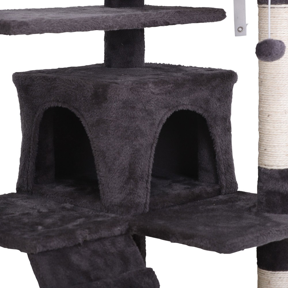 55'' Cat Tree Stand Multi-Level Cat Tower w/ Sisal Scratching Post Dangling Ball